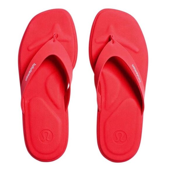 Lululemon Womens Restfeel Flip-Flop Red Glow / Red Glow / White 8 - Picture 12 of 16